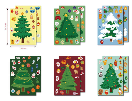 36 Sheets Make Your Own Christmas Tree Stickers for Kids Cards Crafts