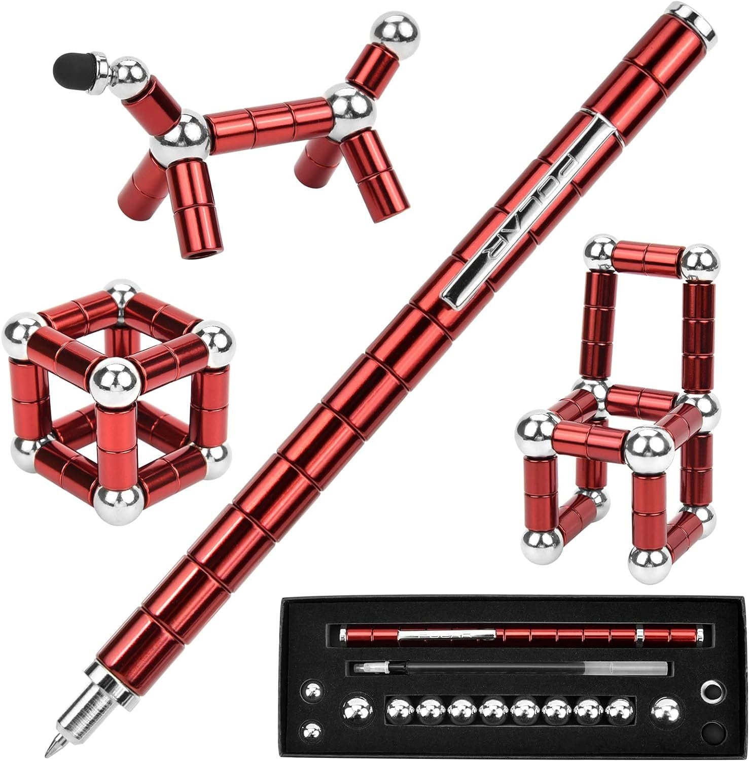 Metal Fidget Magnetic Pen Toy Gift Red