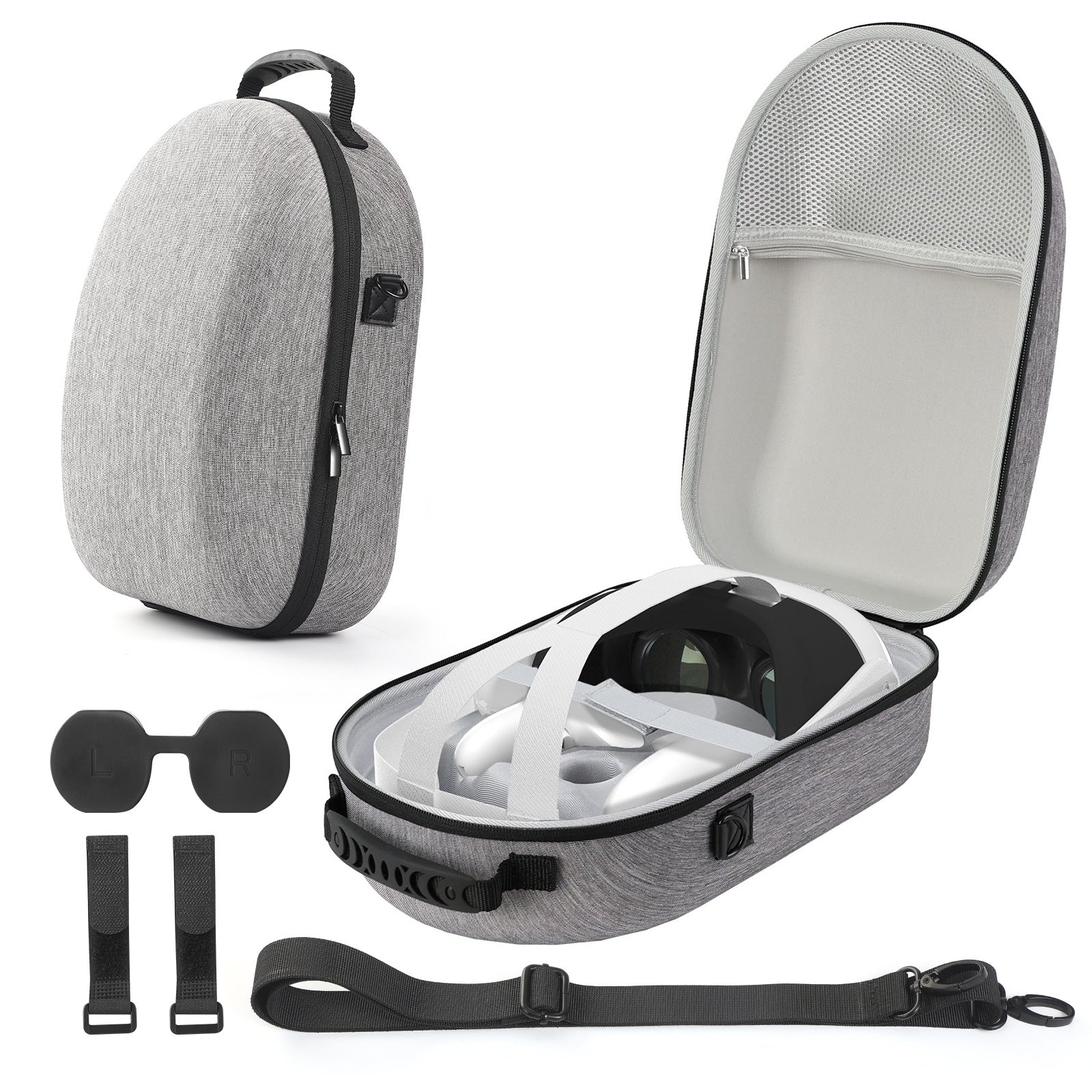 VR Handlebar Organizer Hard Travel Case for Meta Quest VR 3 Grey