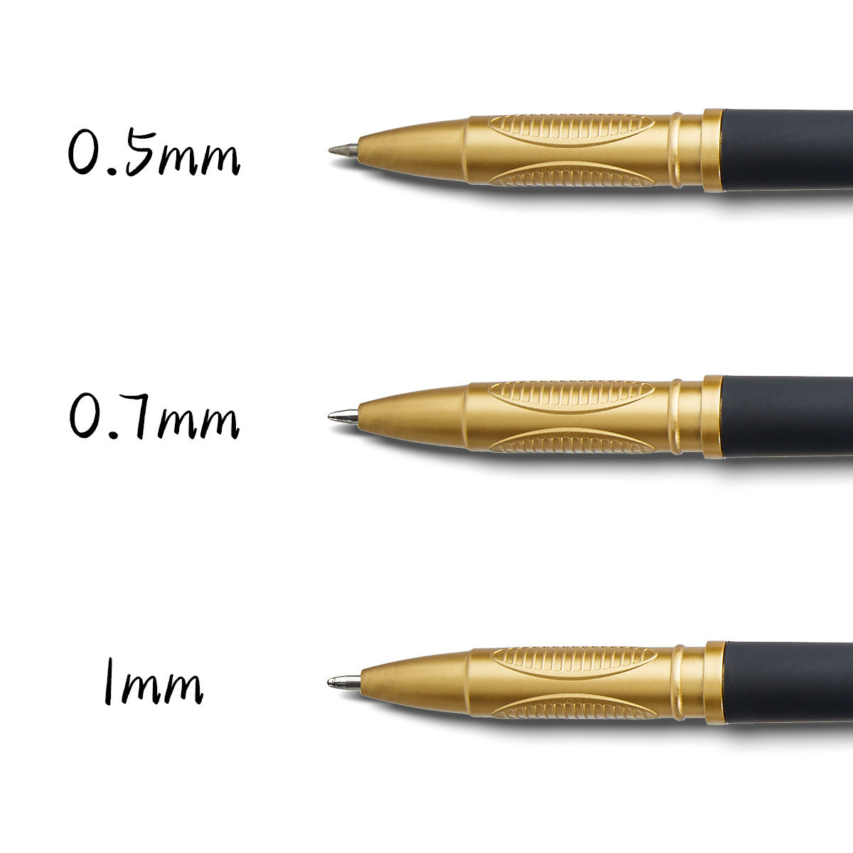 15-Pack Black Ink Signature Gel Pens Set (0.5mm/0.7mm/1.0mm)