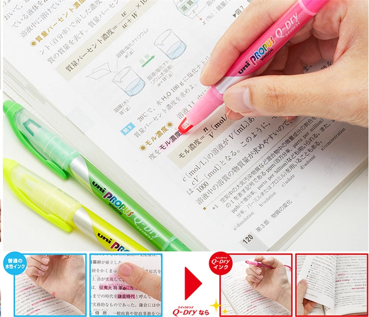 Uni Propus Window Quick Dry Highlighter Pen Set 10 Colors