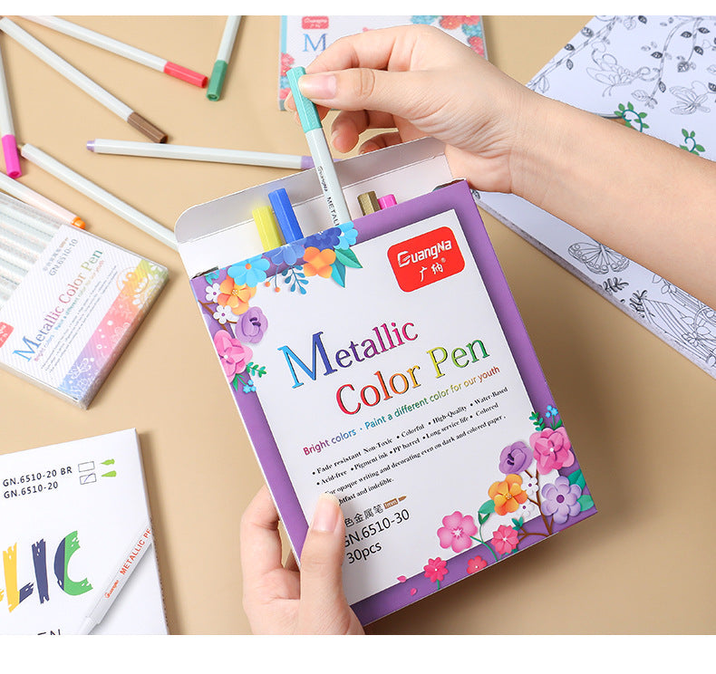 Guangna 6510 Metallic Color Pen 10/12/15/20/30 Fine Point Markers