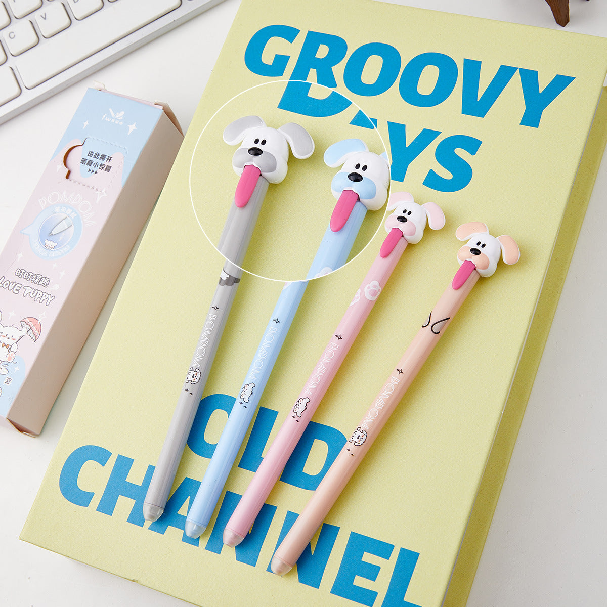 4-Pack Cute Fun Puppy Cartoon Friction Erasable Gel Pens
