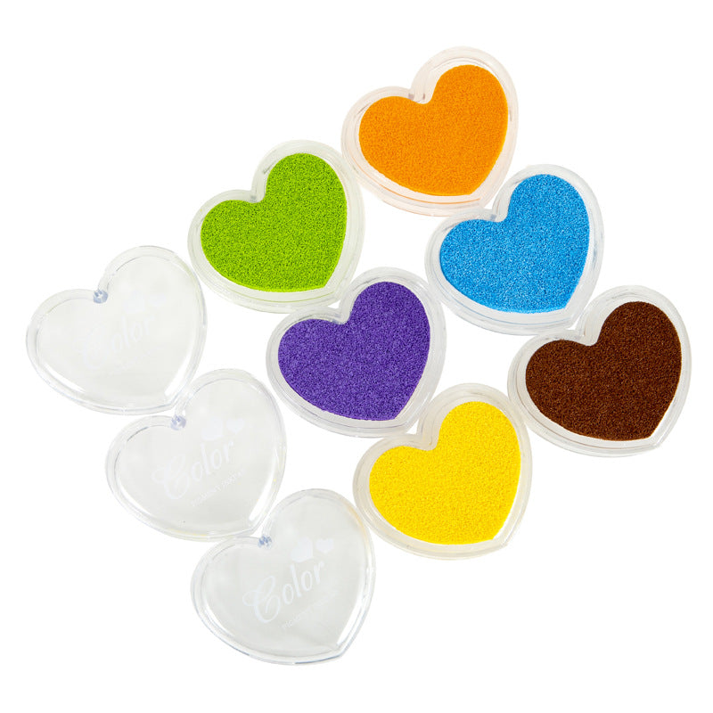 12 Color Heart Shape Craft Ink Pad for Paper,Wood,Fabric
