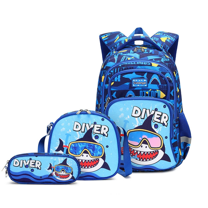 School Backpack Pencil Lunch Bag 3in1 for Boys and Girls Kids