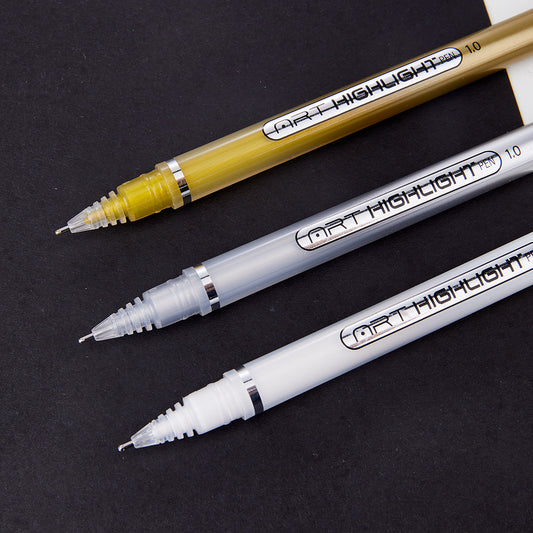 Gold Silver White Gel Pens,1mm Fine Point 6 Pack