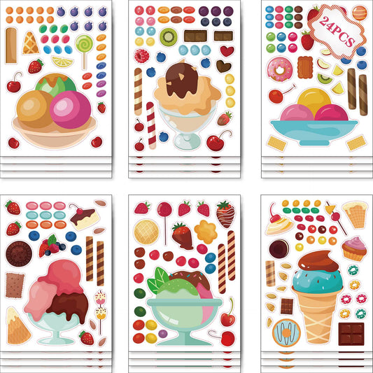 24 Sheets Icecream Theme Make Your Own Stickers for Kids
