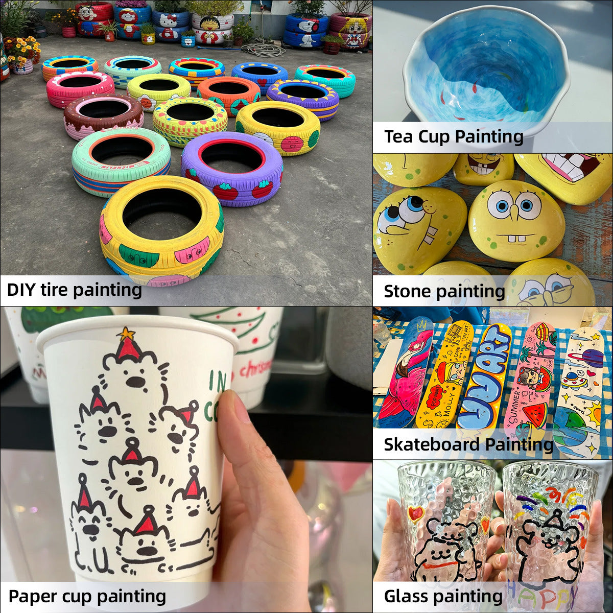 12-Color Brush Acrylic Paint Markers Water-Based Art Pens for Kids