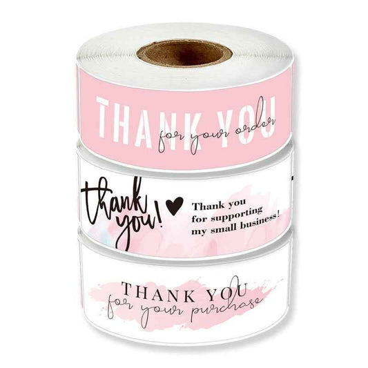 3 Rolls Thank You for Your Order Stickers 360 Labels Pink - TTpen