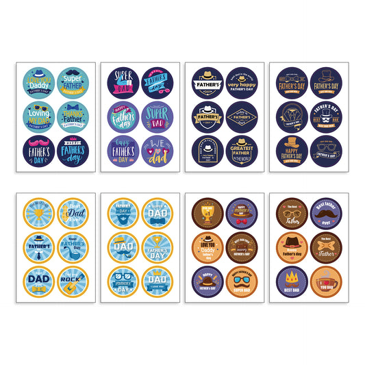 96pcs Father‘s Day Stickers 2 inch Large Round Labels