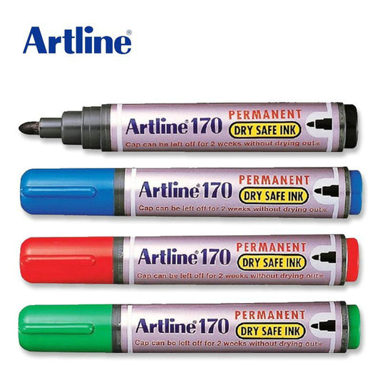 Artline 170 Permanent Marker 2.0mm Dry-Safe Ink 4 Pack