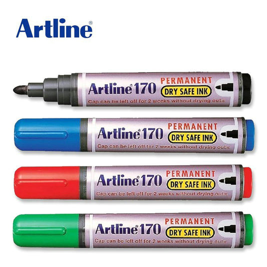 Artline 170 Permanent Marker 2.0mm Dry-Safe Ink 4 Pack 2.0mm 4 Mixed