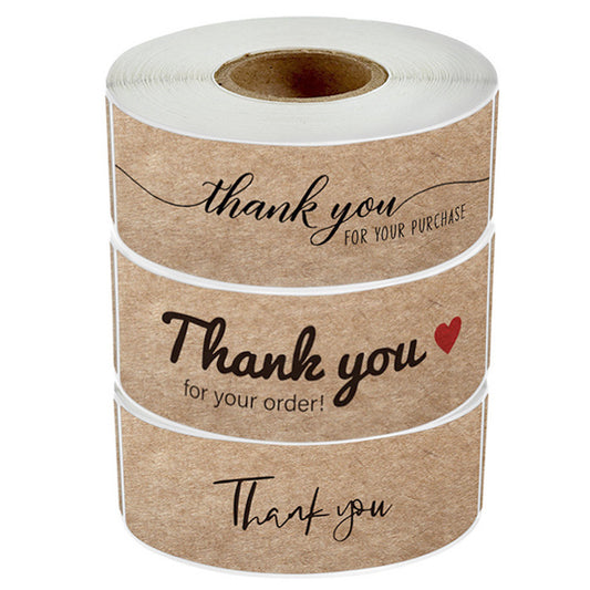 1500pcs (1"x 3") Thank You Stickers Kraftpaper, Rectangular Labels for Small Business