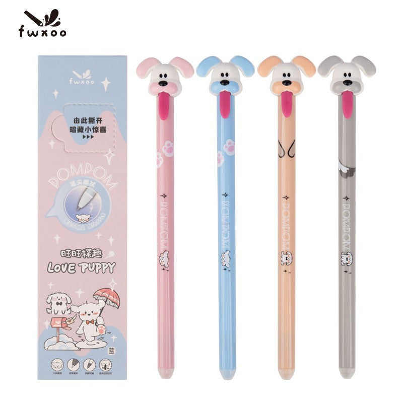 4-Pack Cute Fun Puppy Cartoon Friction Erasable Gel Pens