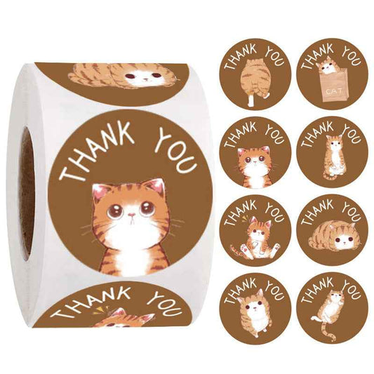 1000PCS Cat Thank You Stickers Labels for Small Business 1 INCH - TTpen