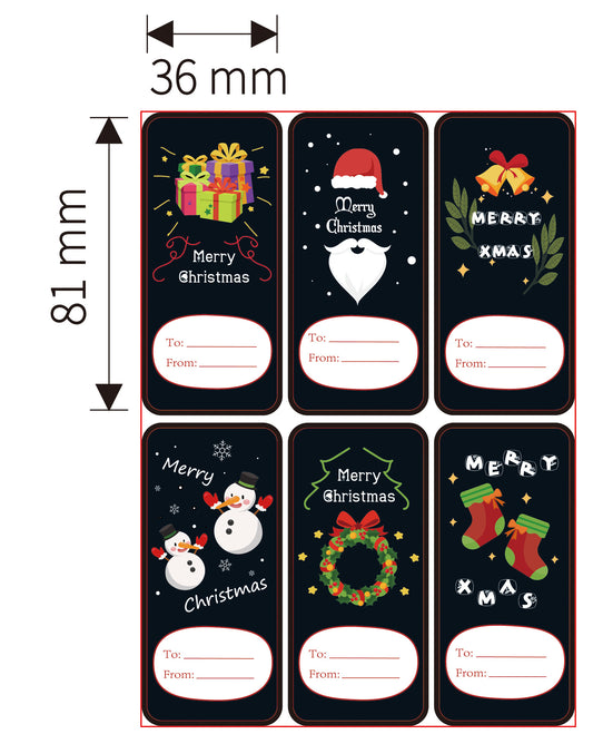 192pcs Merry Christmas To and From Stickers for Gift Box Wrapping