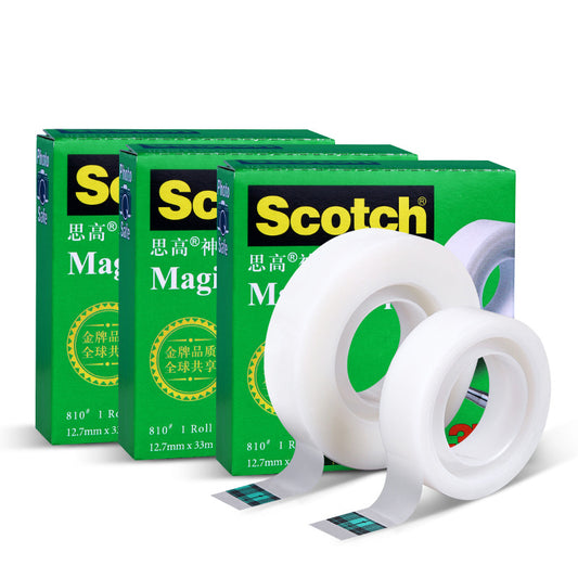 Scotch Magic Tape,3 Rolls,Invisible 12.7mm x 33m