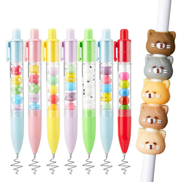 Cute Cartoon Click Gel Pen 0.5mm with Removable Beads 8 Pack