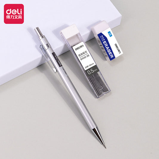 DELI SH140 0.5mm Mechanical Pencils Lead Refill Eraser Set 3 Pack