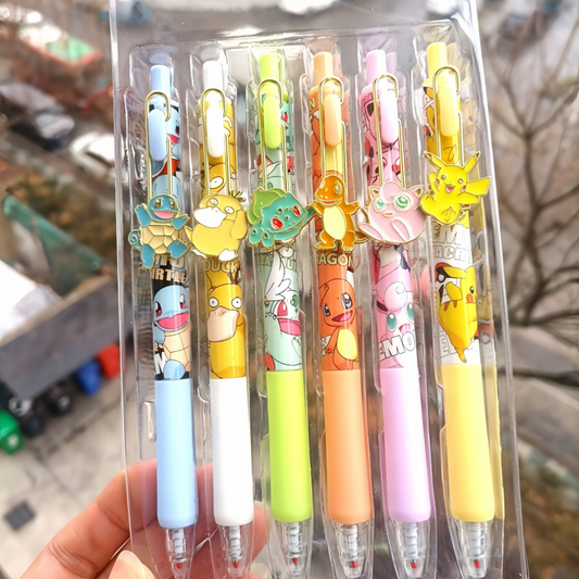 Pokémon Cartoon Gel Pen 6-Pack Fun Collectible Writing Set for Fans