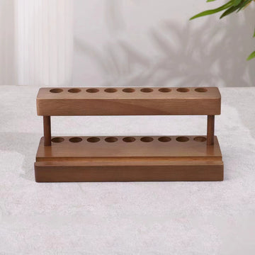 Wooden Pencil & Pen Holder with 9 Slots Cell Phone Stand