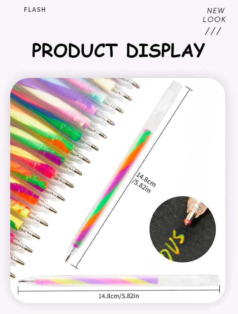SHANDS 18 Colors Magic Rainbow Gel Pens with Glitter Neon Pastel