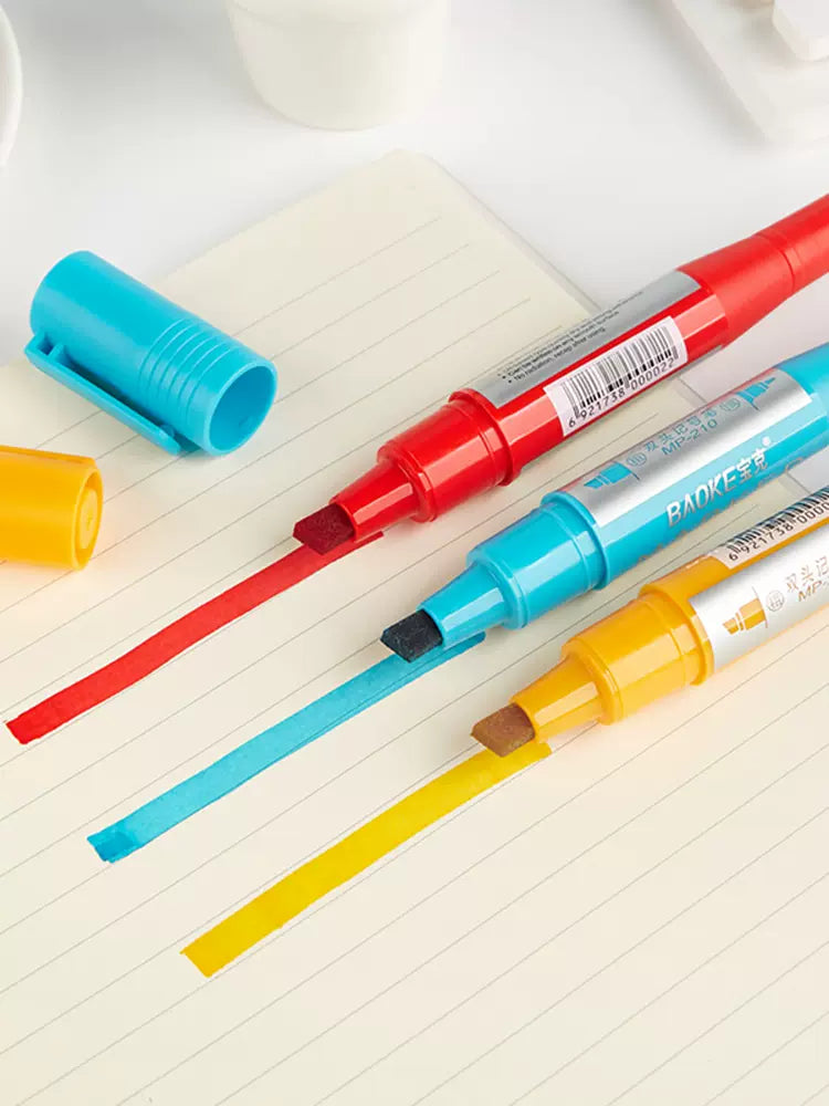 Baoke Permanent Marker Pen 12 Color Dual Tip