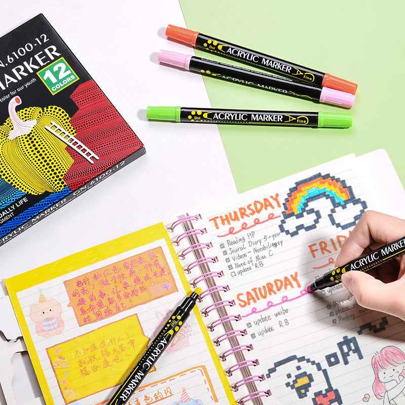 Guangna 48 Colors Acrylic Paint Markers Dual Tip(1-5mm) - TTpen