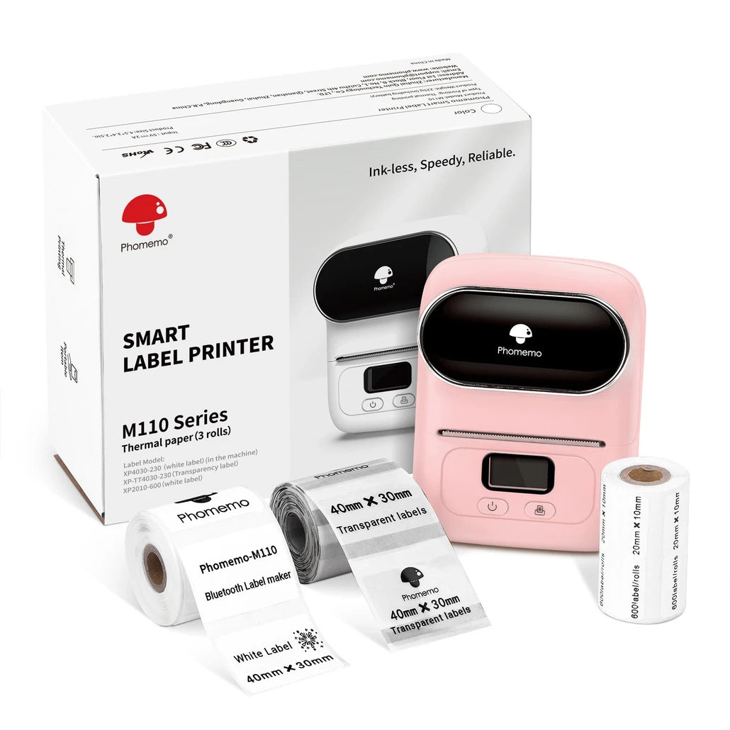 Phomemo M110 Label Maker Thermal Printer with 3 Roll Paper