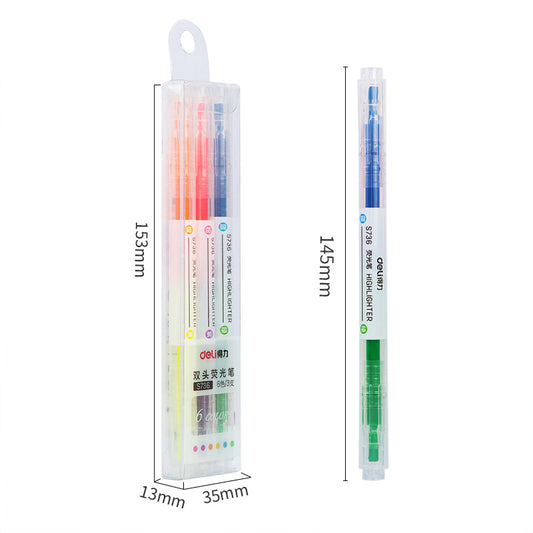 DELI S736 Dual Color Fluorescent Highlighter Marker Pens 3 Pack - TTpen