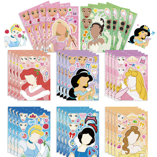 32Pcs Cartoon Princess Make a Face Stickers for Kids Girls