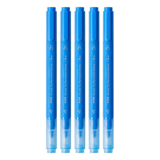 KACO Pure Double Tip Permanent Markers,Black/Red/Blue Color,5 Pack