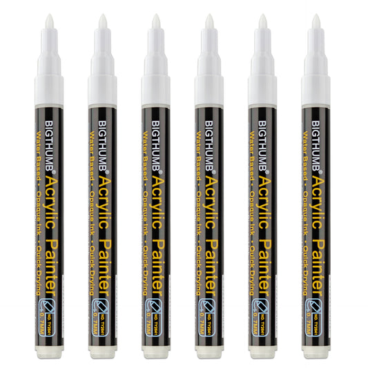 White Acrylic Marker Paint Pens 0.7mm 6 Pack