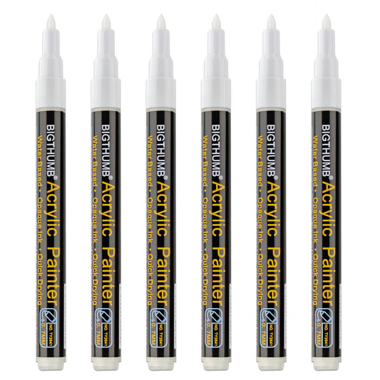 White Acrylic Marker Paint Pens 0.7mm 6 Pack