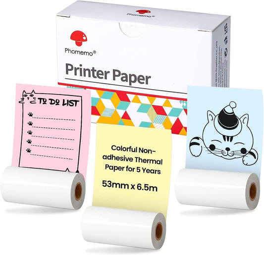 Colorful Thermal Paper 53mm x 6.5m for Phomemo M02/M03 Pocket Printer - TTpen