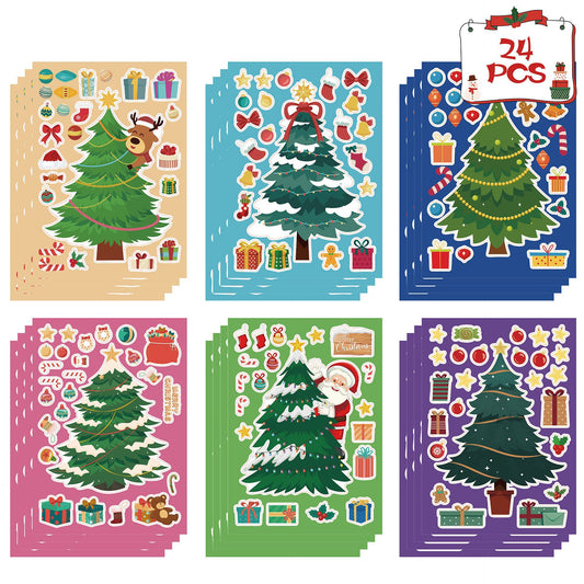 24 Sheets Christmas Tree Make Your Own Stickers for Kids Cards Crafts