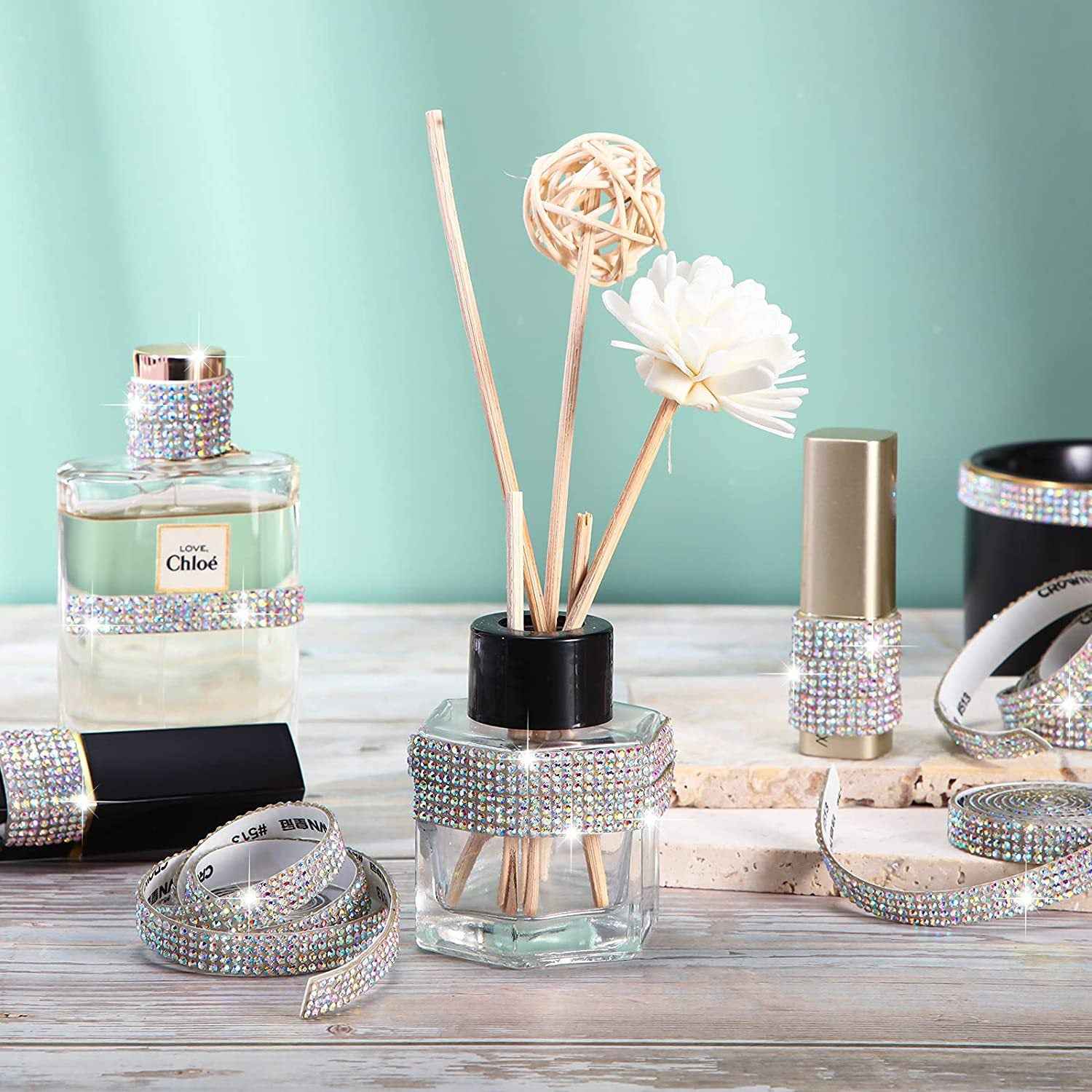 Self Adhesive Rhinestone Strips Crystal Ribbon Sticker Wrap for DIY Car Phone - TTpen