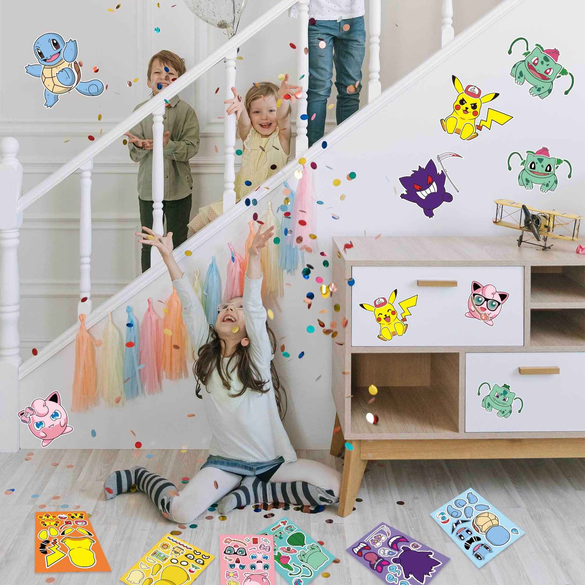 24 Sheets Pokemon Make a Face DIY Stickers for Kids - TTpen