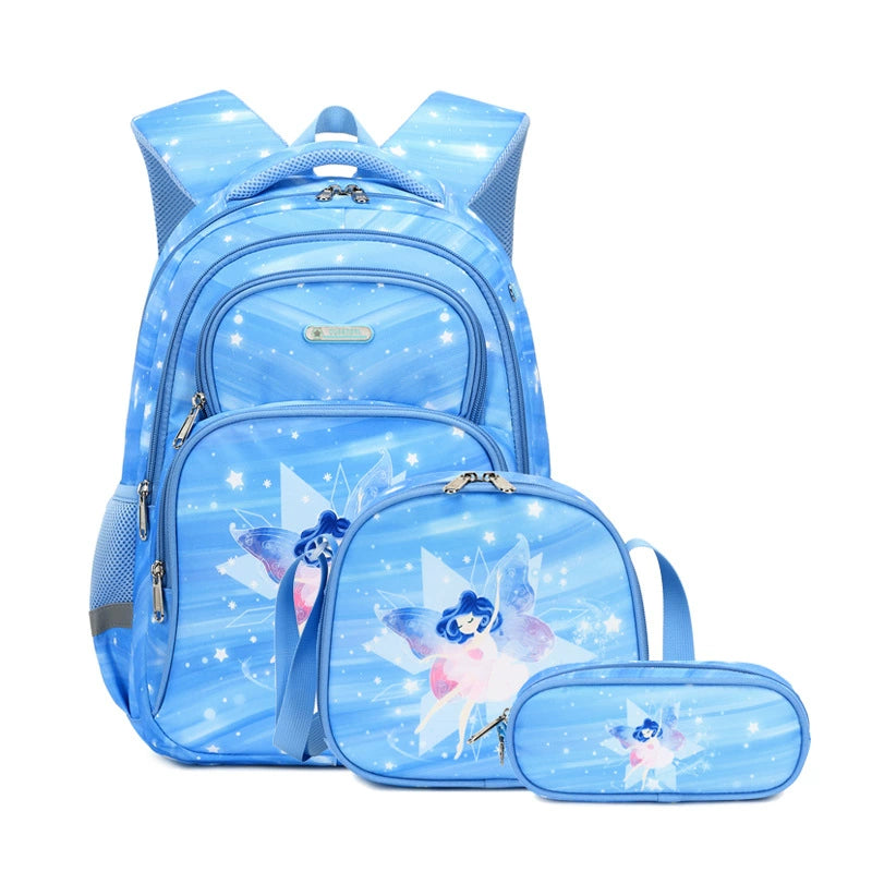 School Backpack Pencil Lunch Bag 3in1 for Boys and Girls Kids
