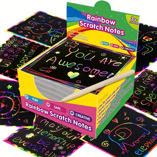 Rainbow Scratch Notes Art for Kids 100 Paper Sheets with 2 Styluses