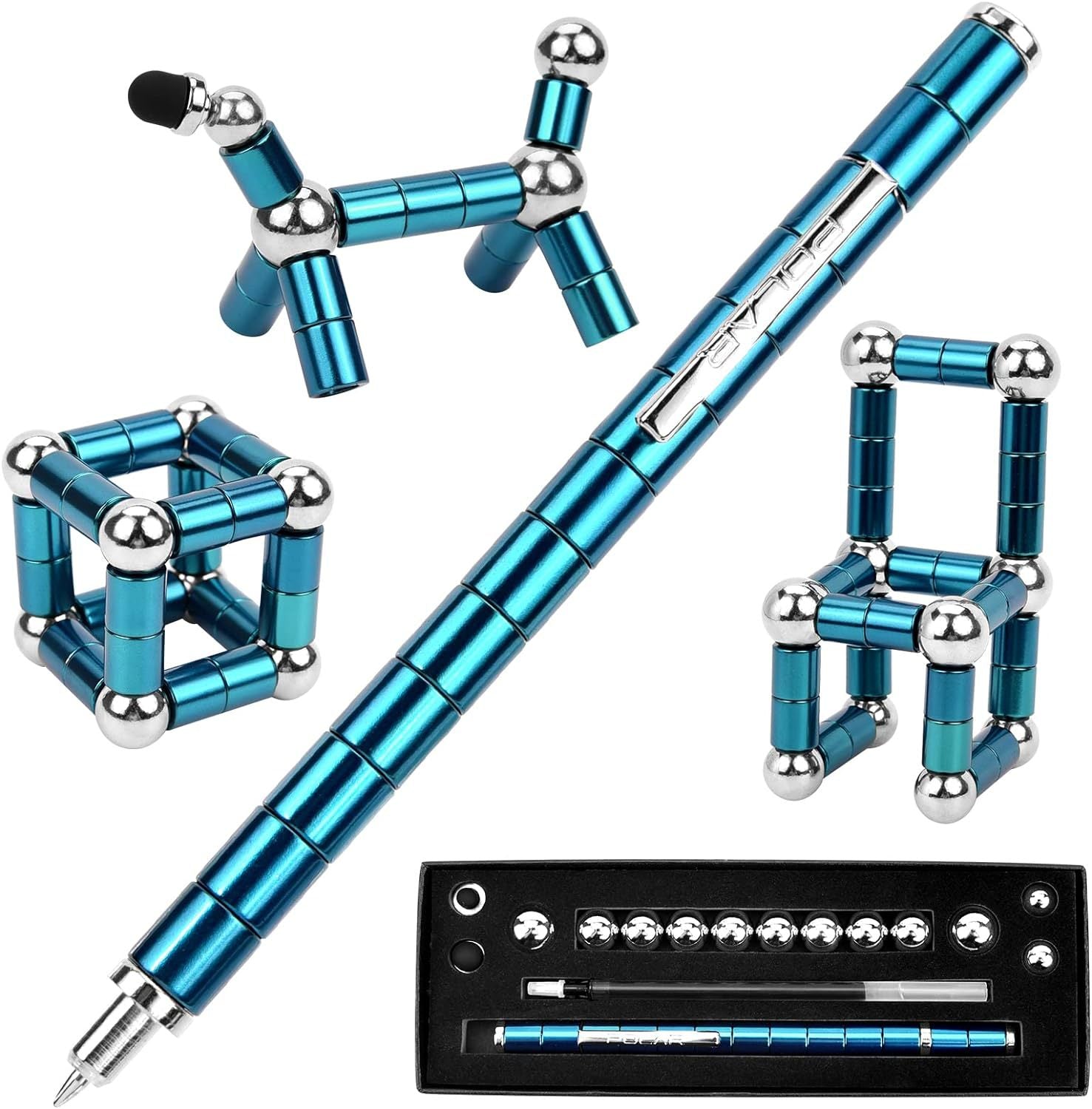 Metal Fidget Magnetic Pen Toy Gift Blue