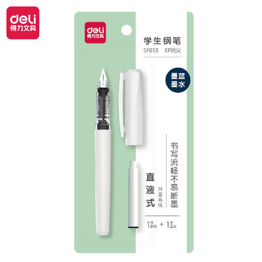 DELI SF613 - Disposable Fountain Pen - Blue Ink - Pack of 6