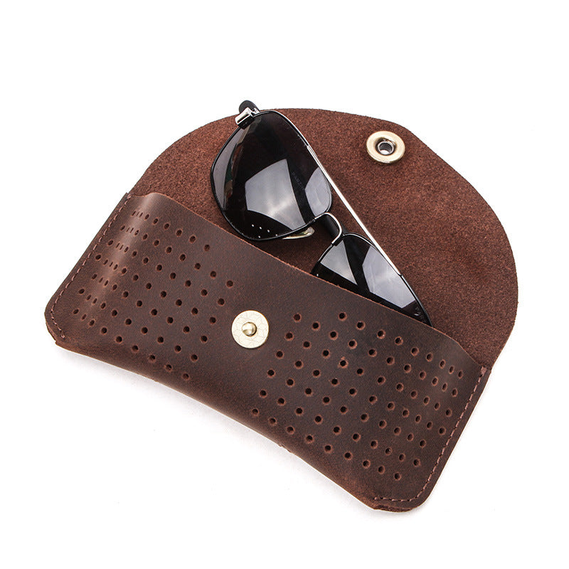 CONTACTS FAMILY Vintage Leather Glasses Case | Slim Flip-Top