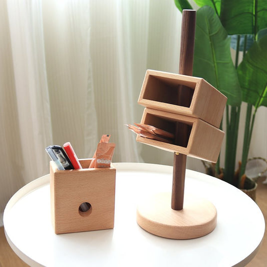 Wooden Desk Art Stackable Pen Organizer Storage Holder