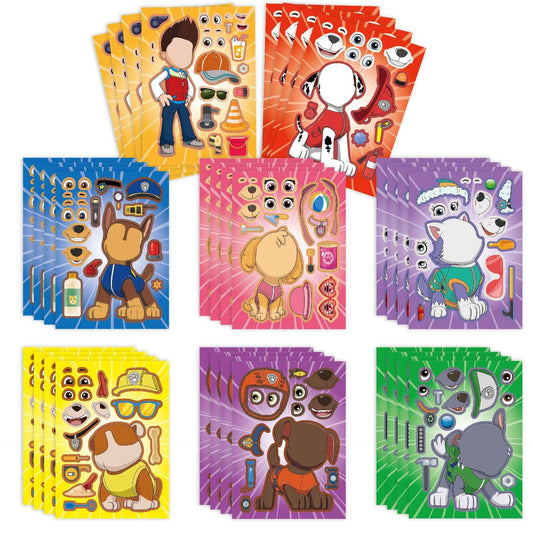 32 Sheets PAW Patrol Make a Face DIY Stickers for Kids - TTpen