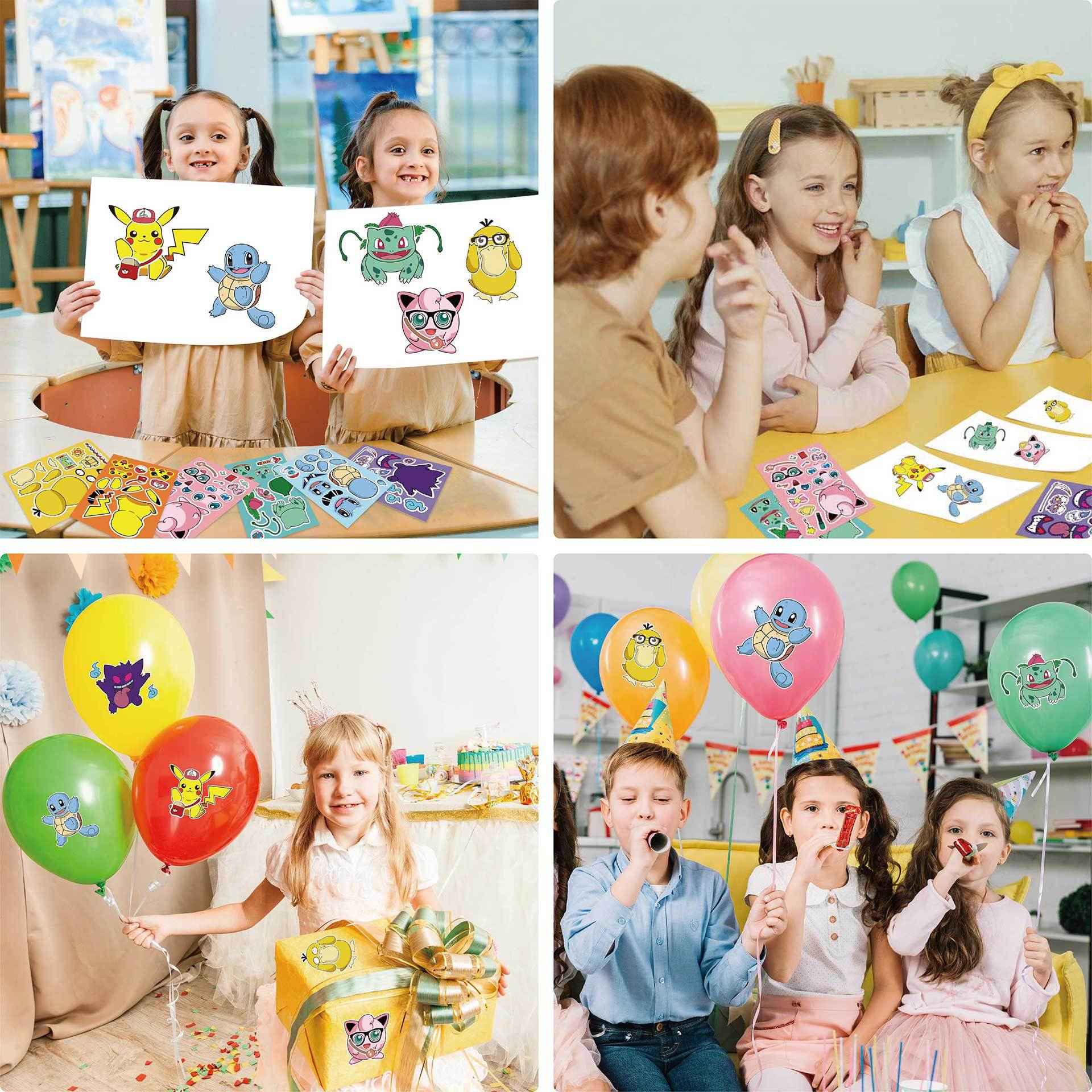 24 Sheets Pokemon Make a Face DIY Stickers for Kids - TTpen