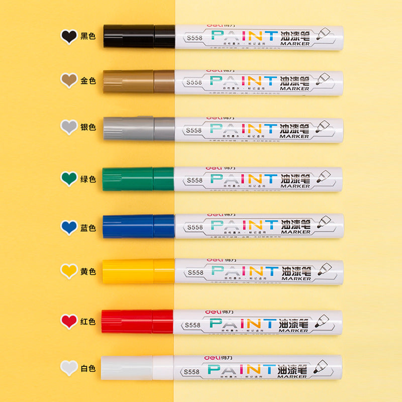 DELI 12pcs Paint Art Marker Pens Oil Based for Metal Rock Canvas