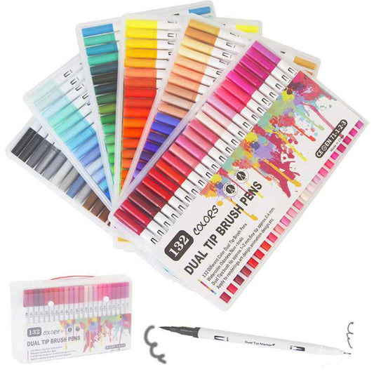 100/120/132 Colors Dual Tip Brush Art Marker Pens - TTpen