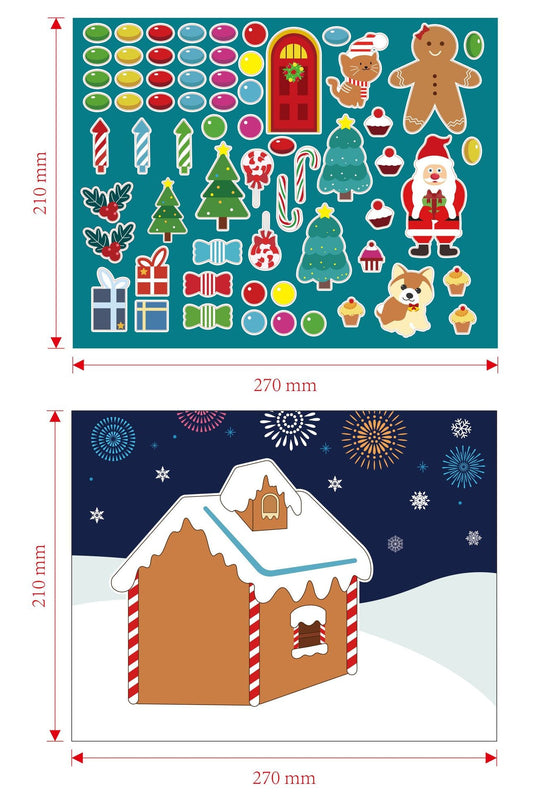 12pcs Make-a-Gingerbread Christams House Stickers for Kids