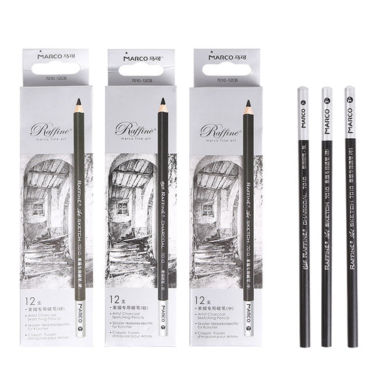 MARCO Raffine Artist Black Charcoal Pencil 12 Pack